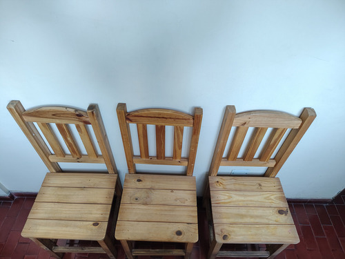 Juego Comedor Mesa 120cm + 3 Sillas Madera Color Claro Suela Liso (Usado)