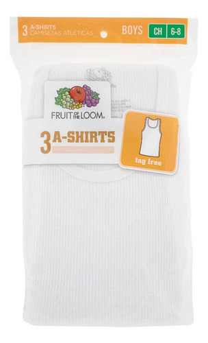 Camiseta Niño Fruit Of The Loom Atletica 3pack 501bm Blanco