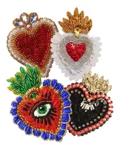 Comprar Parche Aplique Corazon Bordado Prendedor Mostacilla Strass Bordó Bordado