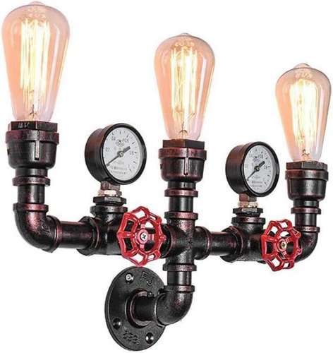 Lámpara De Pared De Tubo De Agua Steampunk, Mq 3 Luces Ap...