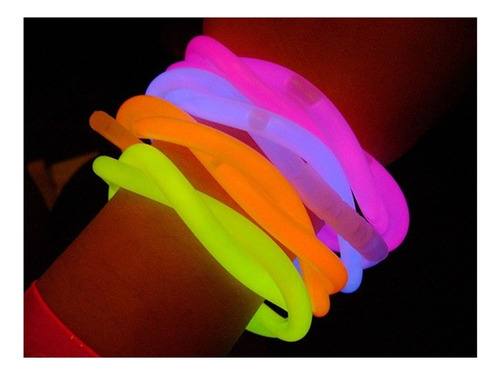Bote Con 100 Pulsera Neon Cyalume Colores Fiesta
