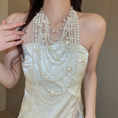Collar Multicapa De Perlas De Alta Gama De Moda Irregular