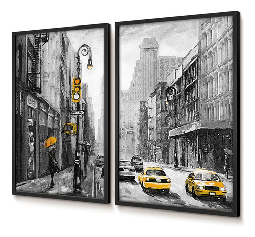 Quadro Decorativo Duo Urbano Cidade Antiga 40x60 Vidro Sala