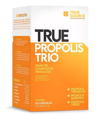 True Propolis Trio 60 Cápsulas - True Source Sabor Sem sabor