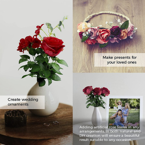 Hojas Artificiales Falsas Para Decoración De Rosas, 36 Pulga
