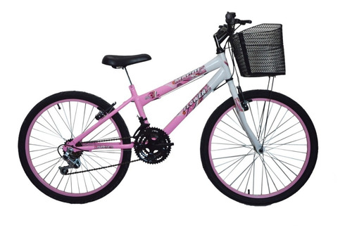 Bicicleta Infantil Aro 24 18 Marchas Feminina Rosa 