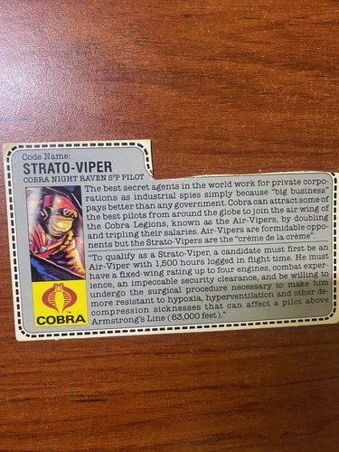Gi Joe Avion Nigth Raven Cobra 80 S (Usado)