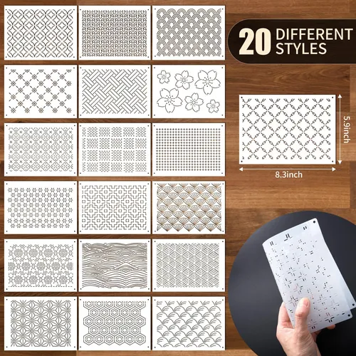 Set De Plantillas Sashiko Sel De Plástico Natural, 21 X 15 C