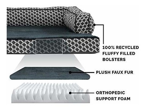 Imagen 4 de 5 de Cama Perros Jumbo Furhaven Espuma Ortopédica Funda Extra