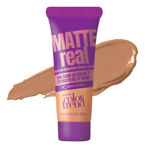 Avon Base De Maquillaje Liquida Matte Real Color Trend 25ml Tono Natural