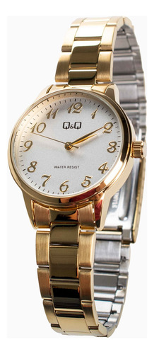 Reloj Q&q Mujer Dorado Analogo Fashion Q11a005py Color del fondo Blanco