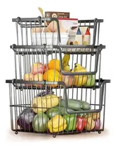 Comprar Organizador Cocina Apilable Canasto cesto metal Multiuso IMBACK – Ideal para Cocina, Baño alacena