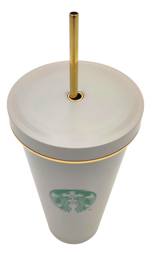 Vaso Liso De Metal De 600 Ml Con Tapa Y Popote Color Gris (clicuc)