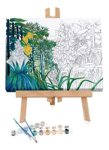 Cuadros Para Pintar Leon Selva Niños Kit Canvas C/ Pinturas