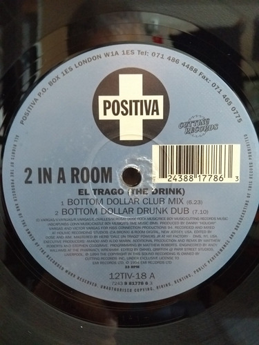 Vinilo Maxi 2 In A Room - El Trago ( The Drink ) (Usado)