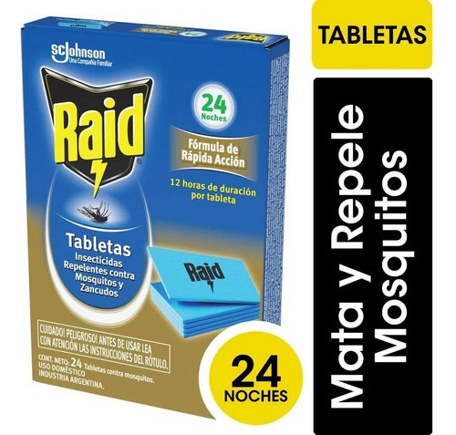 Raid Pastillas Tabletas Anti Mosquitos Doble Acción X 24 Uni