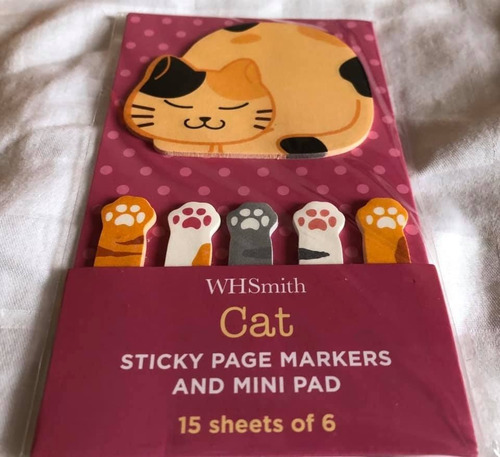 Cat Sticky Pages Markers Papelaria Inglesa Whsmith
