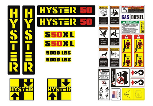 Kit De Calcomanías Para Hyster S50xl 5000 Lbs