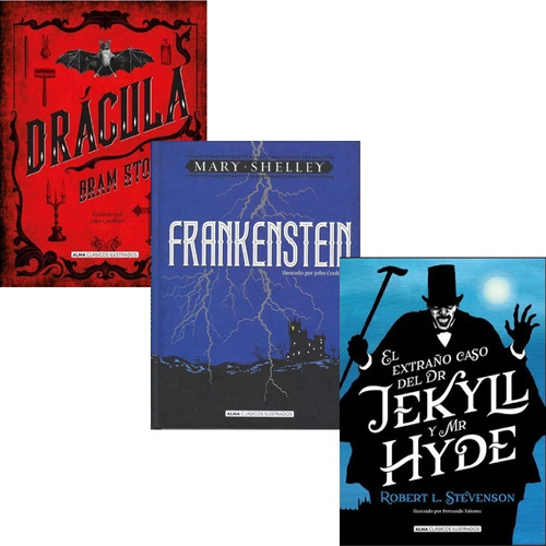 Pack Drácula + Dr Jekyll + Frankenstein - Alma Ilustrados