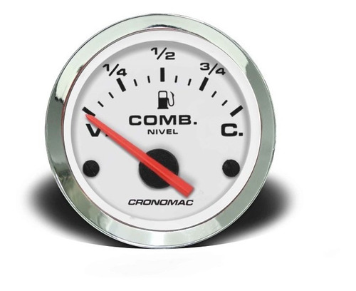 Indicador De Nível De Combustível 52mm Elétrico Croma Branco