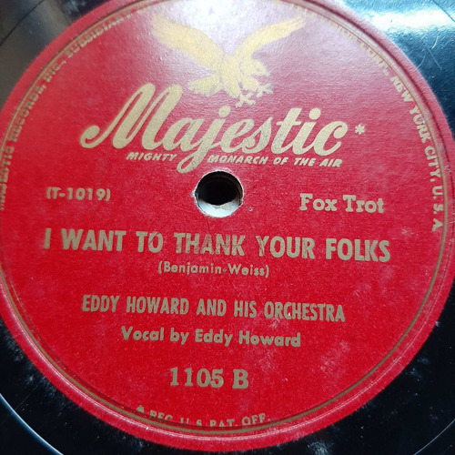 Pasta Eddy Howard His Orchestra Majestic 1105 C3