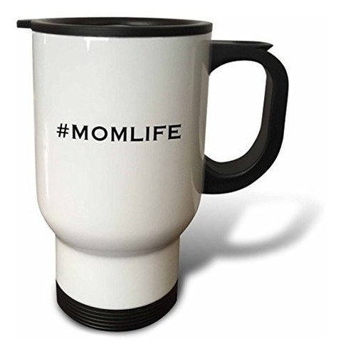 Vaso - 3drose Print Of Mom Life Travel Mug, 14 Oz, White