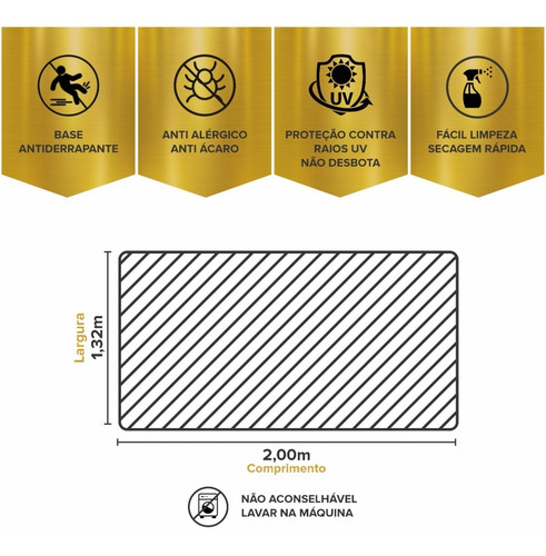Imagem 6 de 7 de Tapete Chevron Antiderrapante 1,32 M X 2,00 Preto/cru