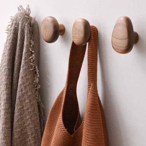 L 4 Piezas, Ganchos De Madera For Colgar En La Pared,