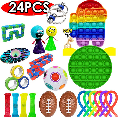 24pc Rainbow Bubble Popper Pop Ite Fidget Alivio De La Ansie