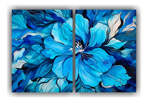 60x45cm Set 2 Canvas Dibujo Barato Turquoise Colors Flores