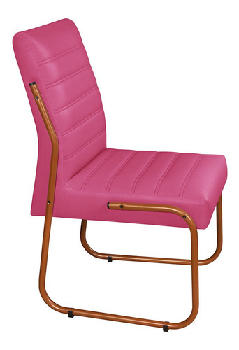 Conjunto Com 4 Cadeira Jade Sala De Jantar Couro Sintético Cor da estrutura da cadeira Bronze Cor do assento Rosa Desenho do tecido Liso