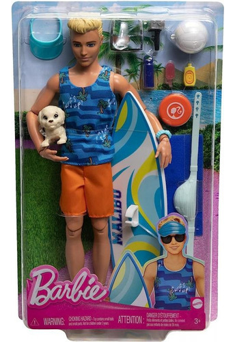 Ken Barbie Surf Articulado Mattel Muñeco Playa Novio Barbie