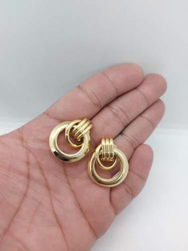 Maxi Argollas Circulares Baño De Oro 18k