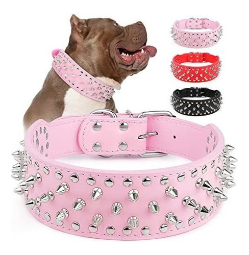 Epesiri Collar De Perro Ajustable Con Púas Anchas, Remache 