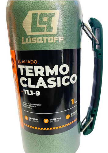 Termo Acero Inox 1 Litro Lusqtoff Verde Frio Calor Manija