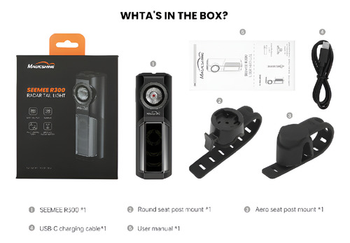 Lámpara Trasera Magicshine Seemee De 300 Lumens Con Radar Color Negro