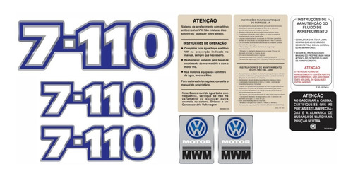 Kit Adesivo Volkswagen 7-110 Emblema Mwm Caminhão Cmk08