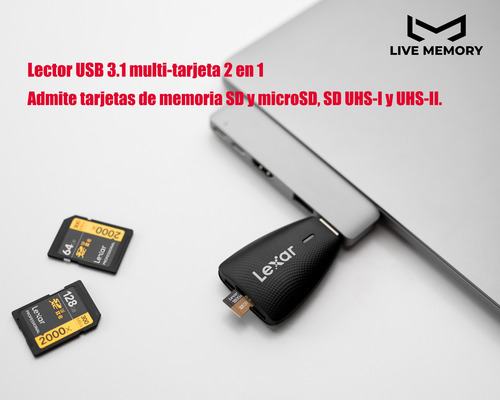 Lexar Lector De Memoria Rw450 Multitarjeta 2 En 1 Usb 3.1