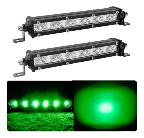 Vainas De Barra Led Todoterreno De Una Sola Fila Verde De 7 