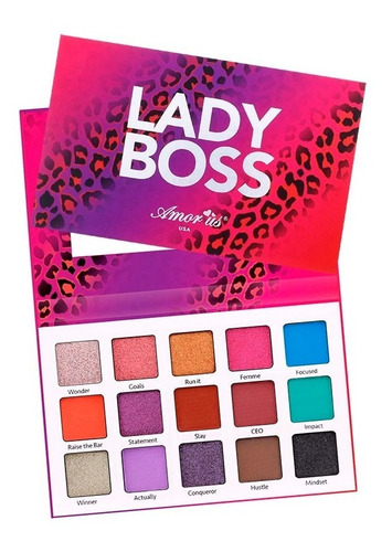 Imagen 3 de 6 de Paleta De Sombras Lady Boss Amor Us Con 15 Tonos Vegano