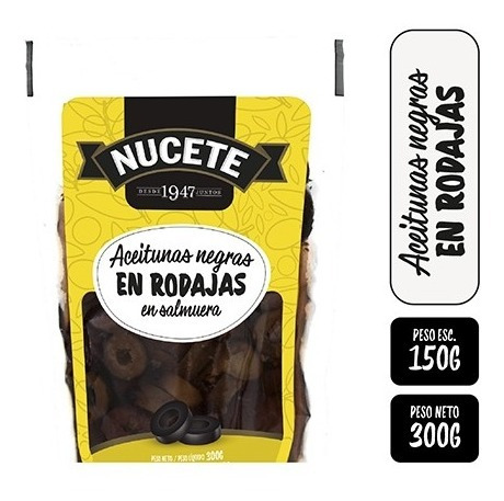 Imagen 2 de 3 de Combo Aceitunas Negras Rodajas Doypack Nucete 300 Gr X 3