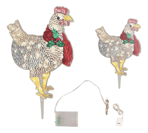 Adornos Navideños De Pollo, 2 Piezas, Bufanda Iluminada, Acr