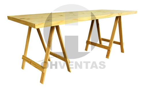 Imagen 2 de 7 de Mesa Tablon Caballete 200x80 Pino Macizo Quincho Ohventas