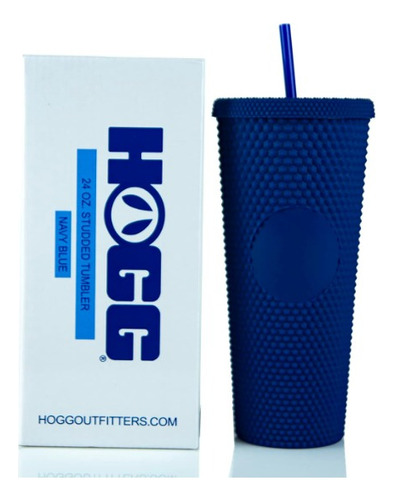 Vaso Hogg Con Textura De Tachuelas, 710ml Con Tapa Y Popote 