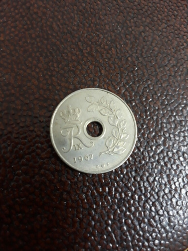 Moneda Dinamarca 25 Ore Año 1967 Frederik Ix