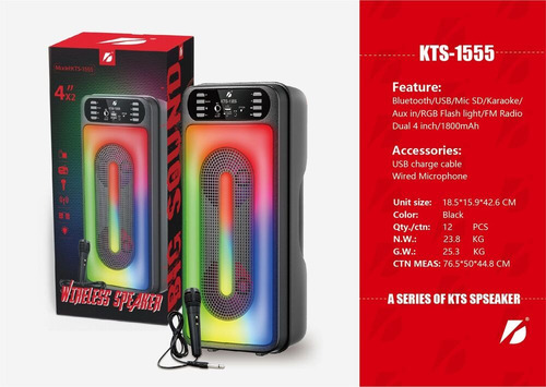 Parlante Bluetooth Con Micrófono 10w Luz (fm, Usb, Aux, Mp3)