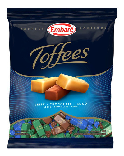 Bala De Caramelo Toffees Leite, Chocolate E Coco Embaré 600g