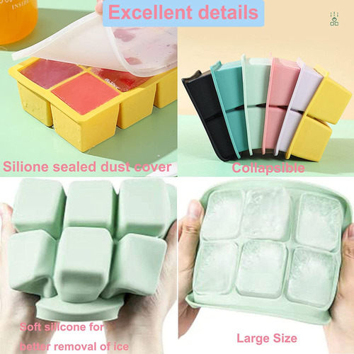 3 Peças Forma Gelo Cubo Com Tampa Rígida Flexível Fundo De S