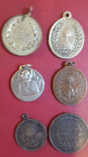 Medallas 6 Antiguas Instrucción Pública, Lote, Ne023