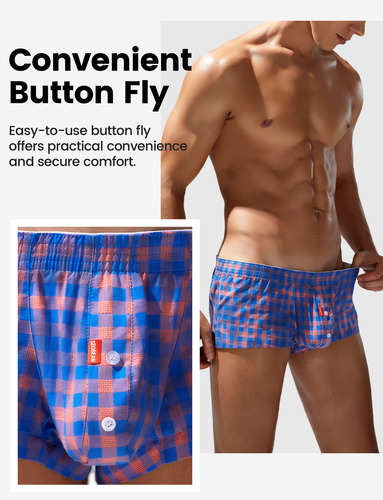 Calzoncillos Boxer 100% Algodón Estampado De Rayas Y Cuadros